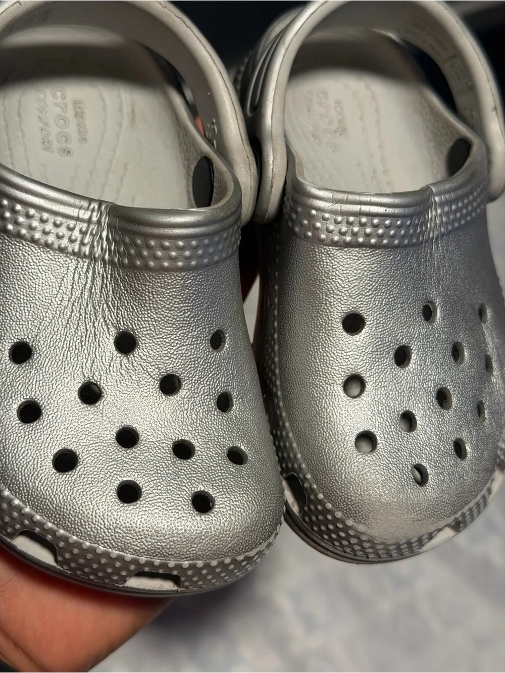 Crocs Classic Clogs for Kids in Metallic Silver